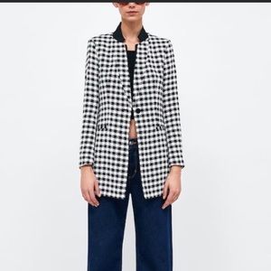 Zara Houndstooth Frock Coat XS